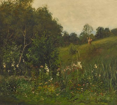 Sommerlandschaft mit Mäher von Johann Sperl
